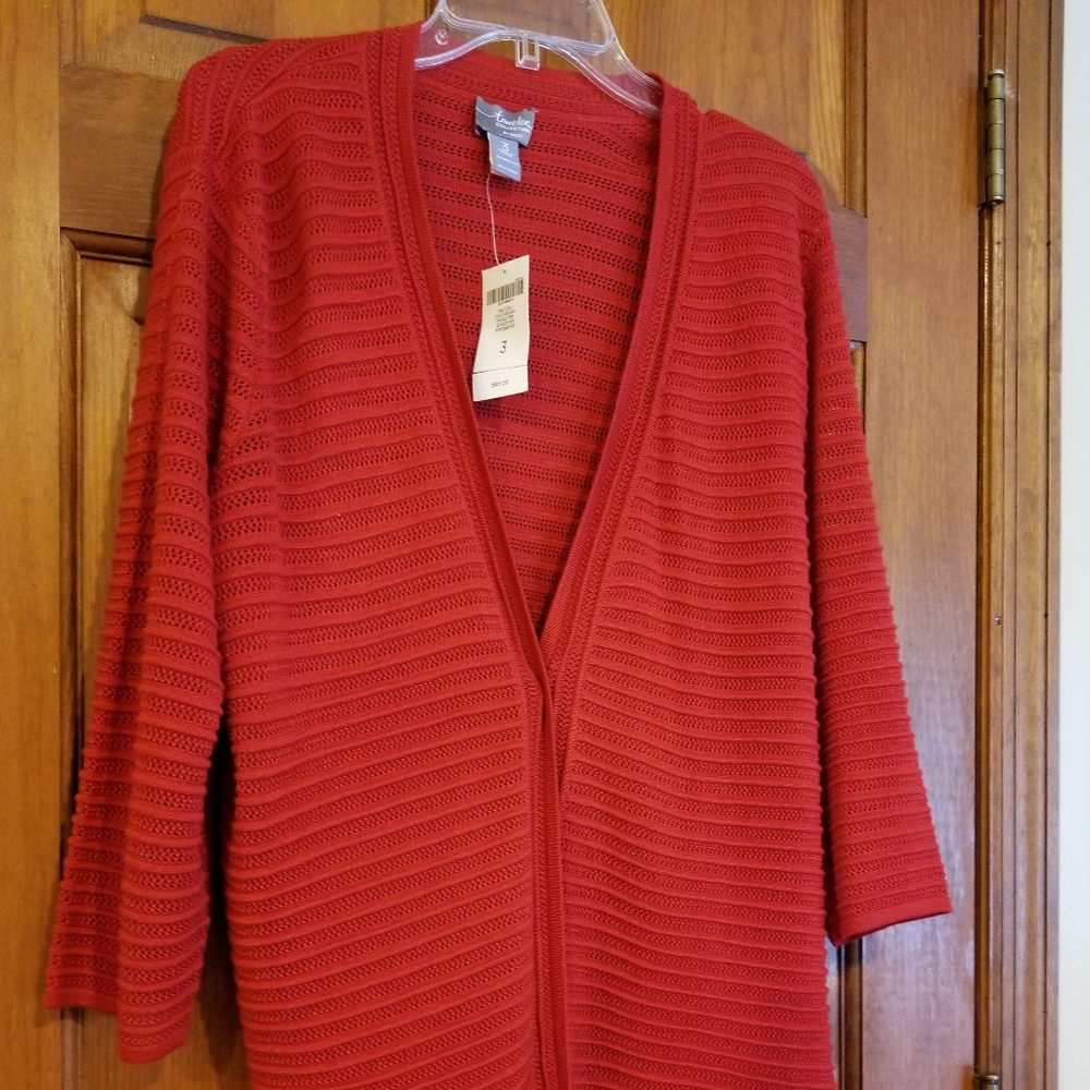 Chico's red cardigan sweater